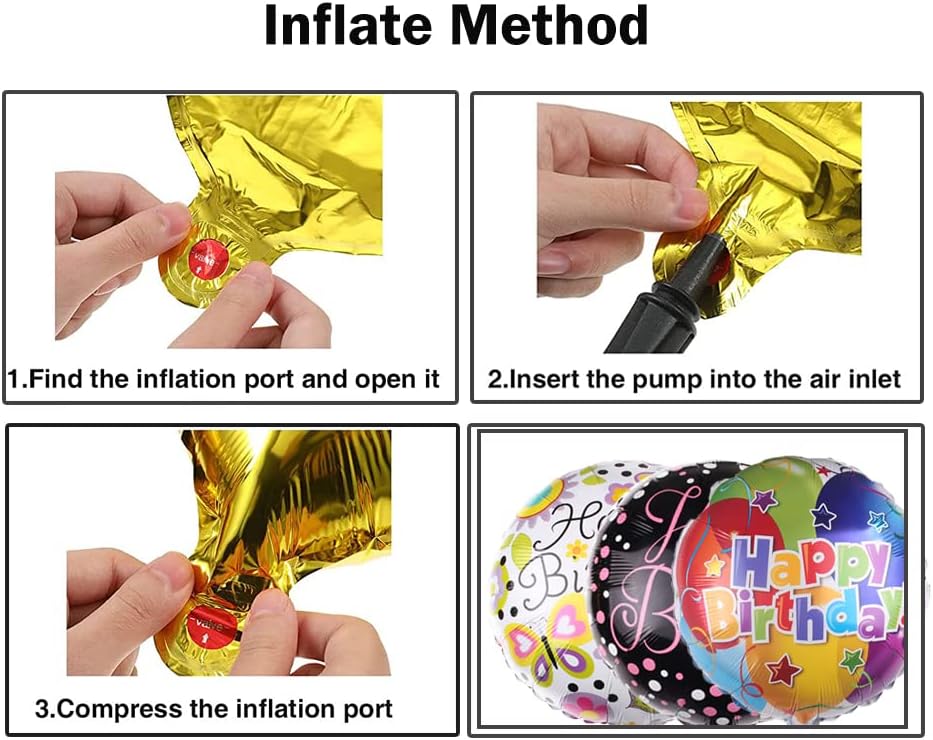 50 Piece Happy Birthday Foil Balloons Set with 12 Designs
