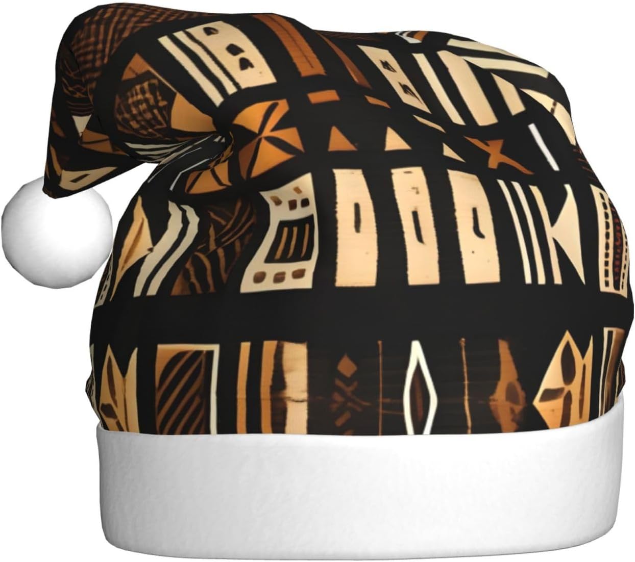 QINZHENG Velvet Plush Santa Hat With African Tribal Print