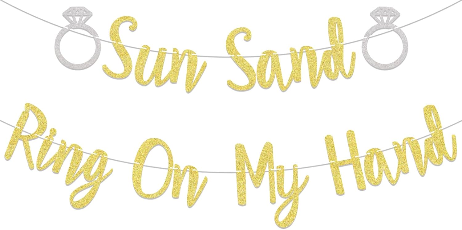 Sun Sand Ring On My Hand Gold Glitter Banner