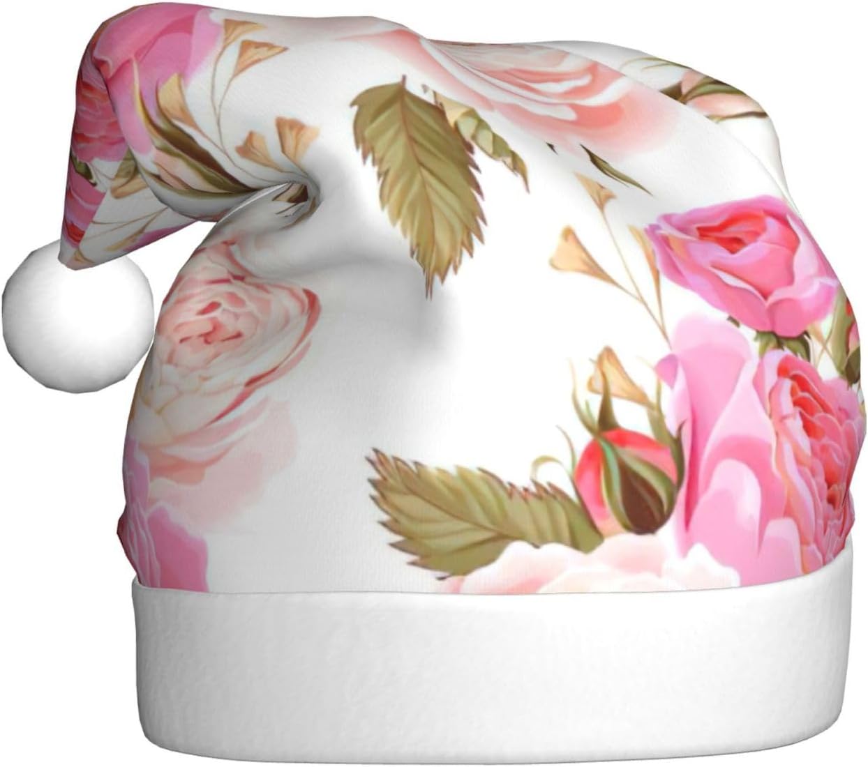 QINZHENG Personalized Rose Flower Santa Hat for Women Christmas Gift