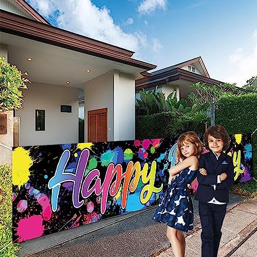118 x 20 Inches Neon Happy Birthday Yard Banner Sign