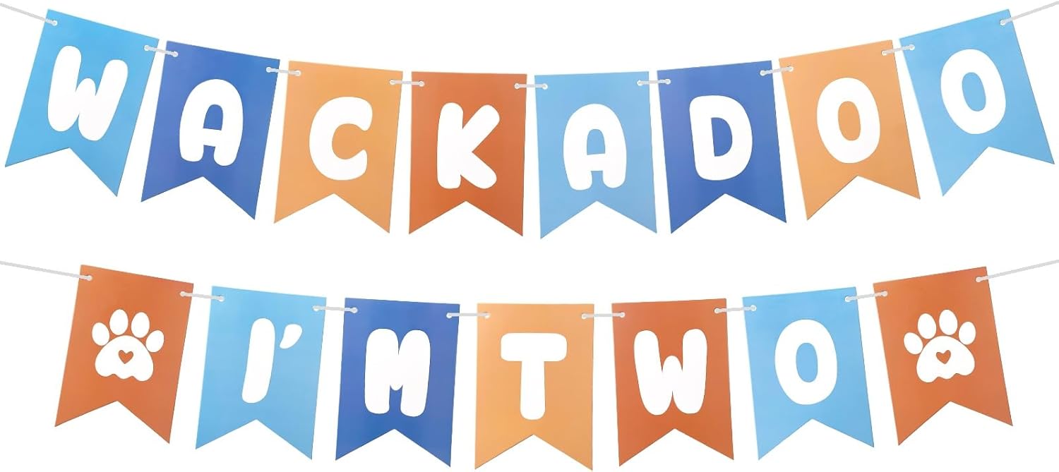 Blue Orange 2nd Birthday Decor Banner Set