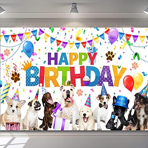 Tatuo Dog Happy Birthday Backdrop Banner