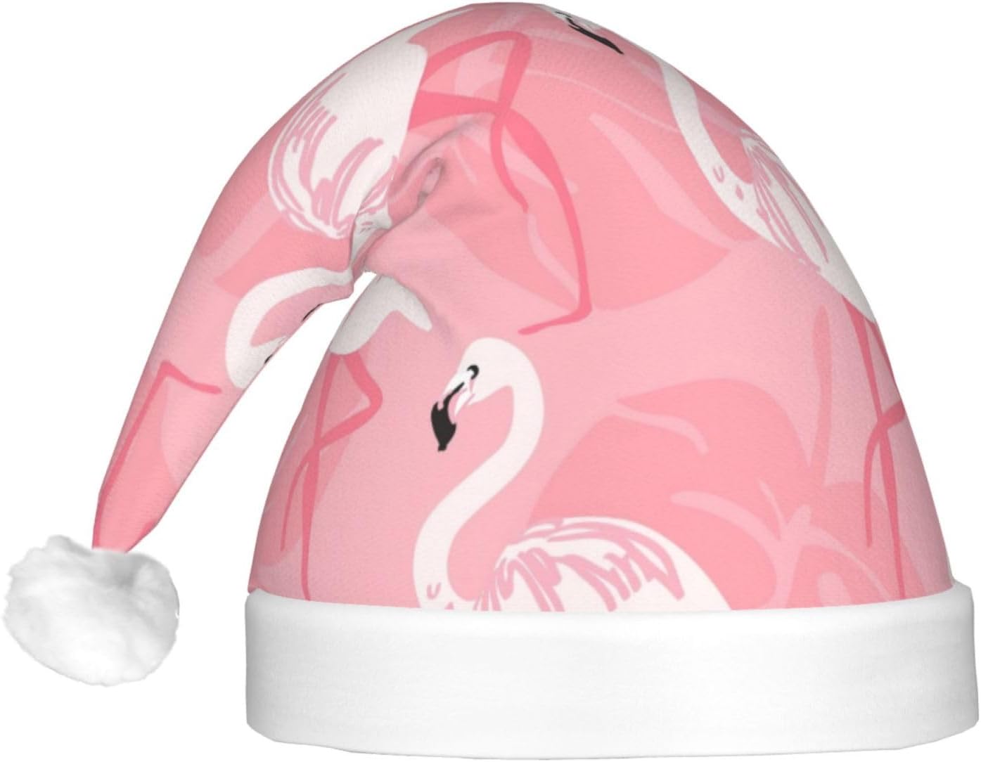 Summer Flamingo Palm Leaves Print LED Santa Hat for Adults Christmas Party