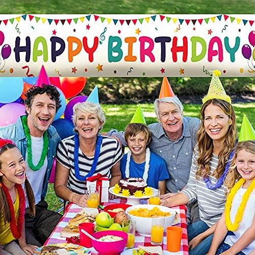Large Happy Birthday Yard Banner with Hanging Rope and Brass Grommets
