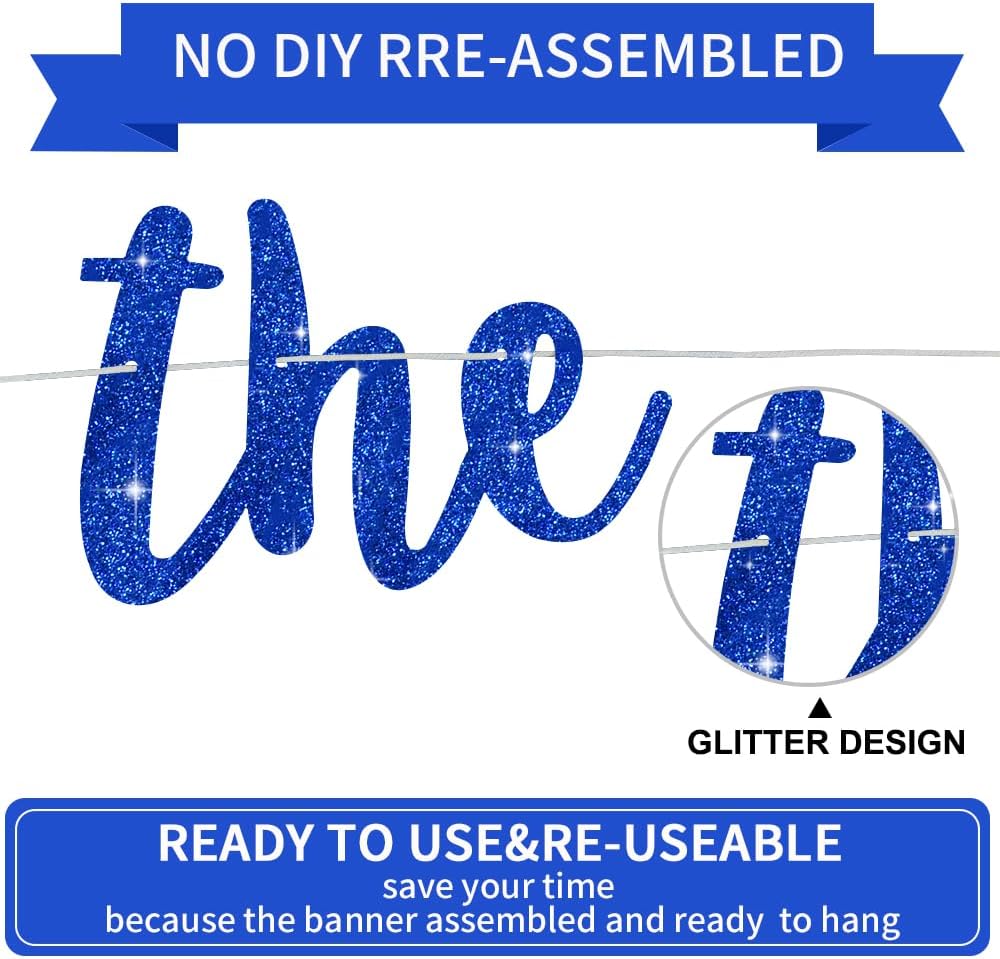 BEISHIDA Glitter Blue Graduation Banner with 2pcs