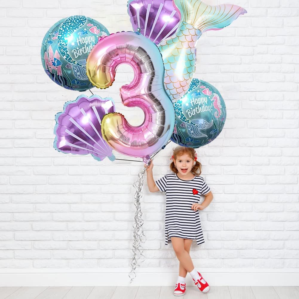 Mermaid Birthday Decor Kit - Foil Balloons with Tail Designs