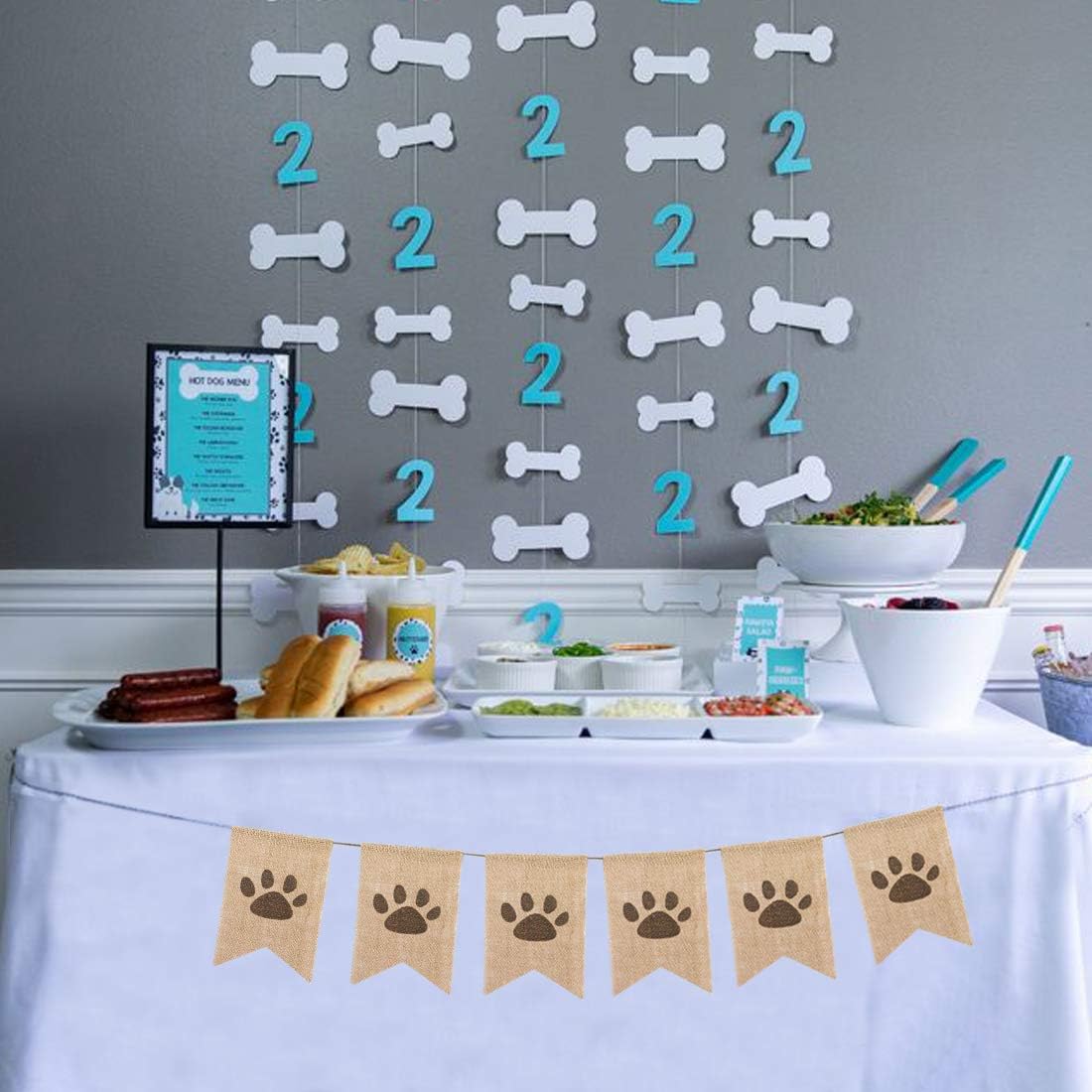 Uniwish Dog Paw Print Banner for Birthday Parties