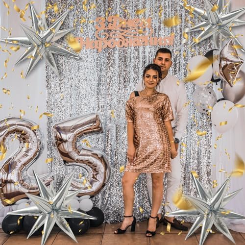 60Pcs Silver Star Balloons Party Decorations