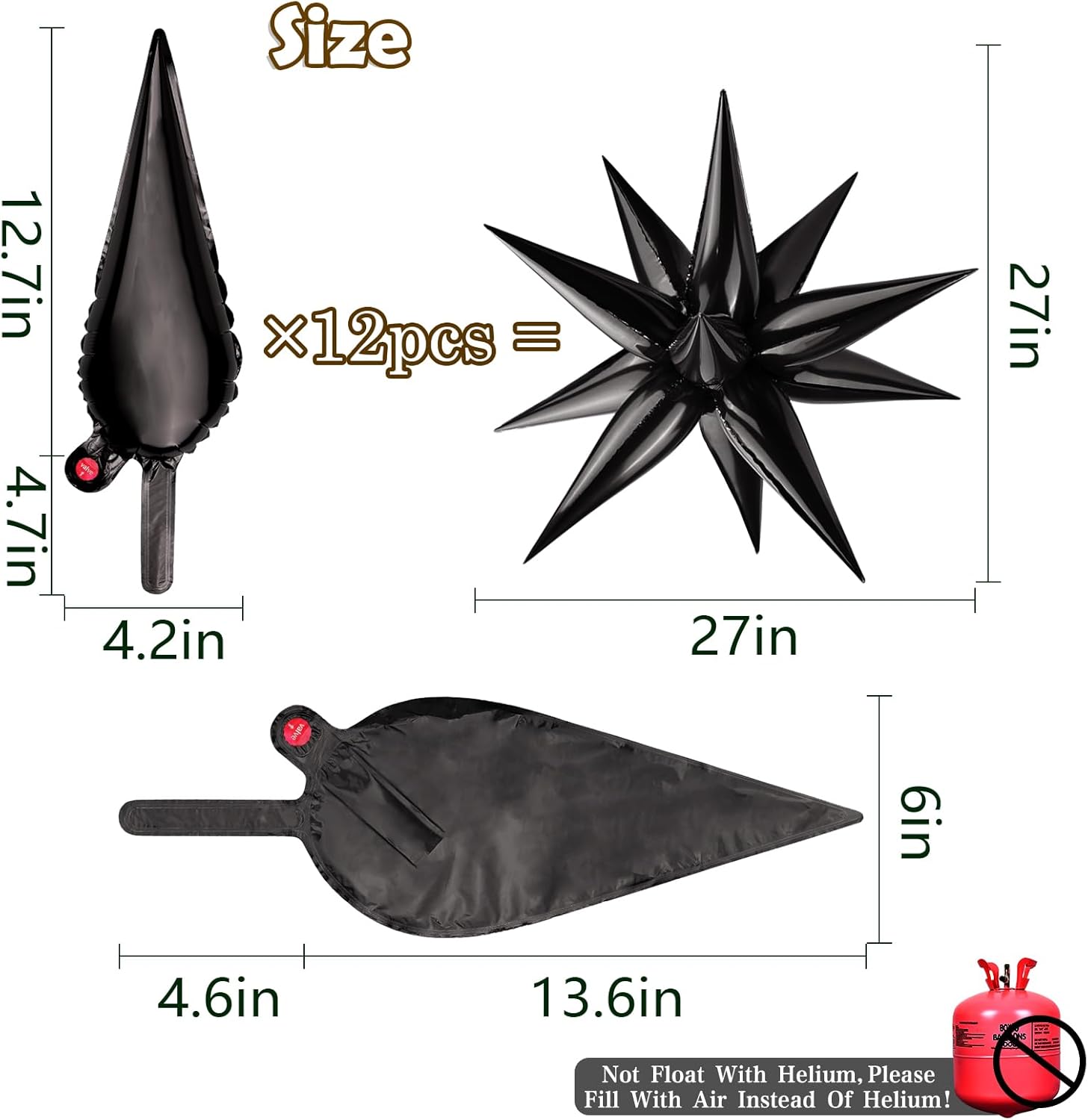 Moukiween 60 Pcs Black Star Balloons for Party Decorations