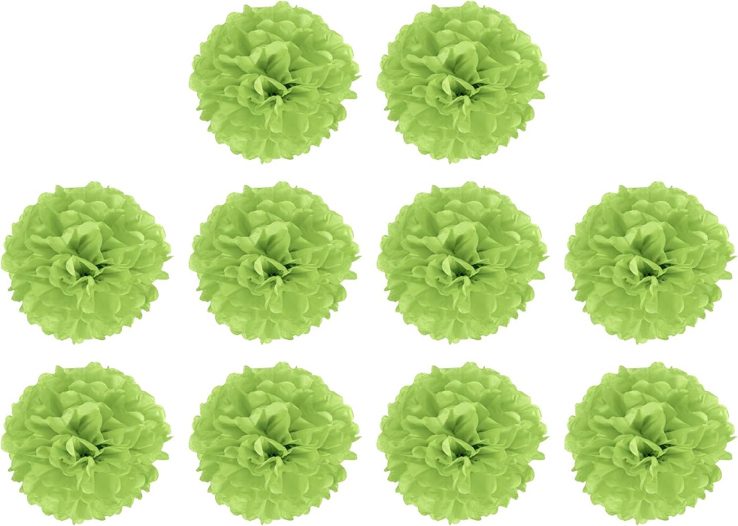 M Meterxity 10 Pack Tissue Pom Poms Flowers 6 Inches Lime Green