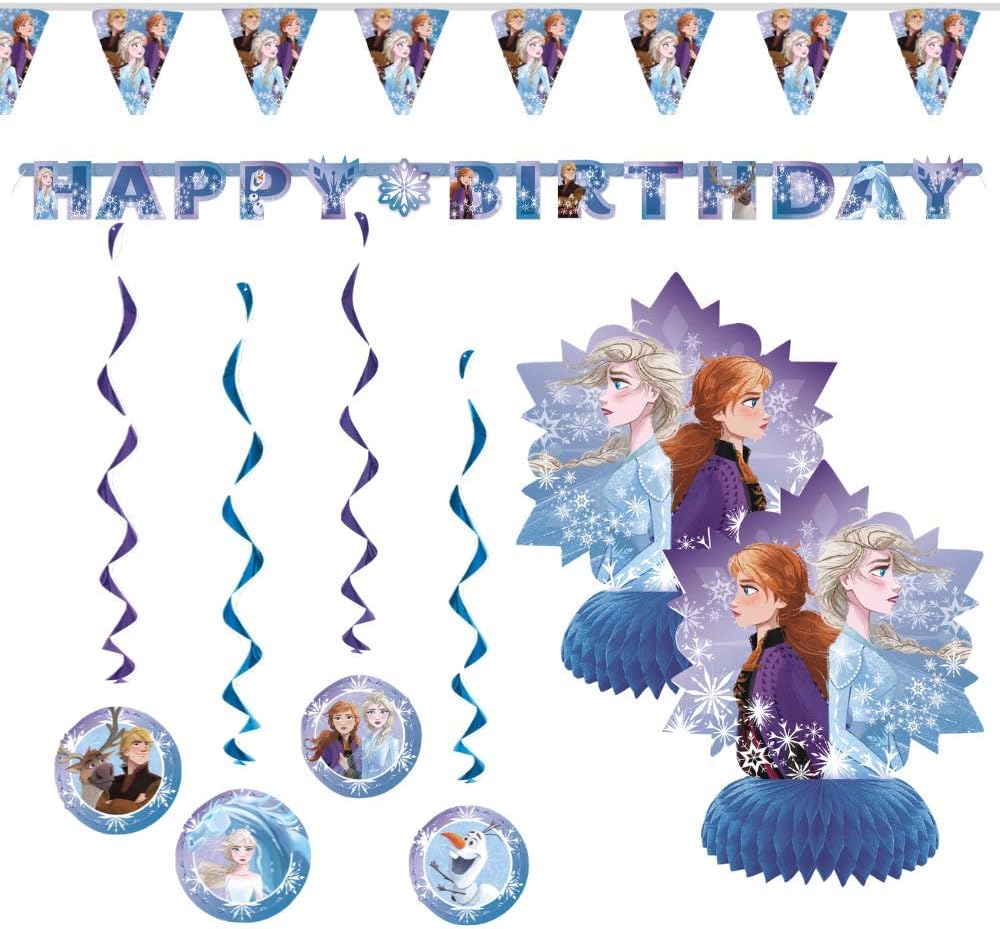 Frozen 2 Kids Birthday Decor Kit with Happy Birthday Banner