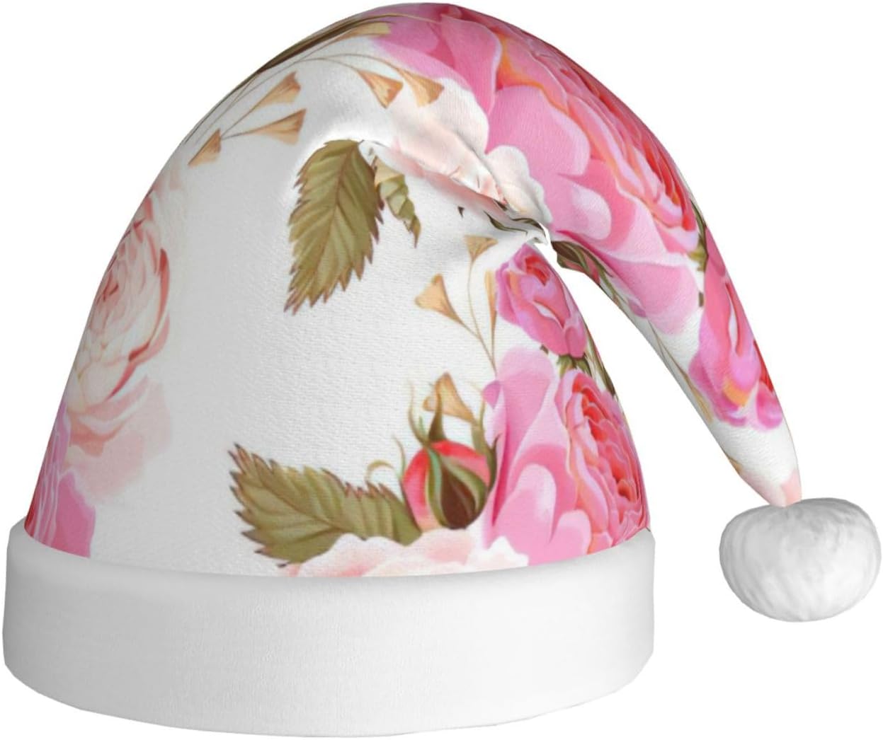 QINZHENG Personalized Rose Flower Santa Hat for Women Christmas Gift