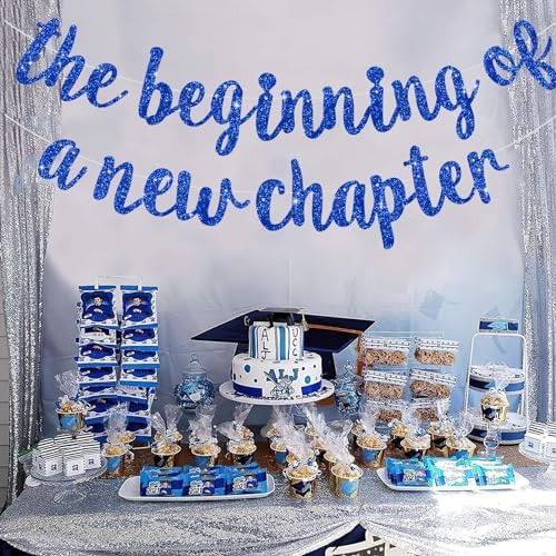 BEISHIDA Glitter Blue Graduation Banner with 2pcs