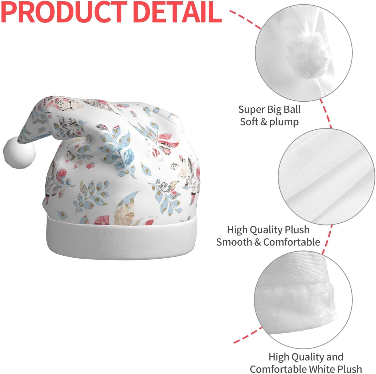 QINZHENG Wildflower Santa Hat for Women
