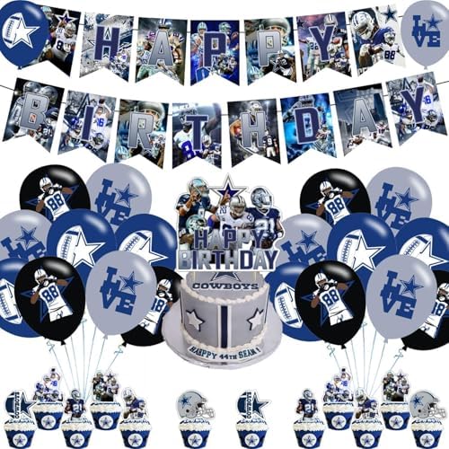 Cowboys Party Supplies Set with Banner Balloons and Cake Toppers