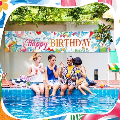 Splish Splash Summer Birthday Decor Banner 118 x 20 Inch