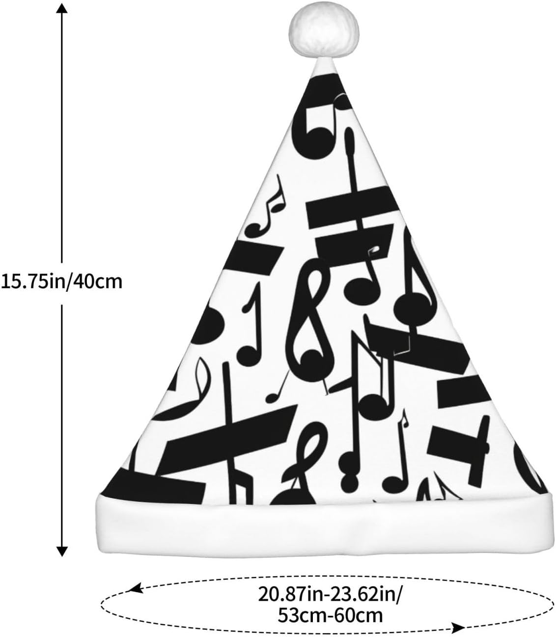 QINZHENG Black Music Note Santa Hat for Women