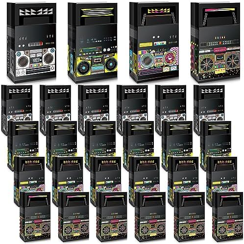 Nezyo 24 Piece 80s 90s Party Favor Bags with Retro Boombox Designs