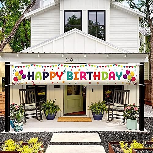 Large Happy Birthday Yard Banner with Hanging Rope and Brass Grommets