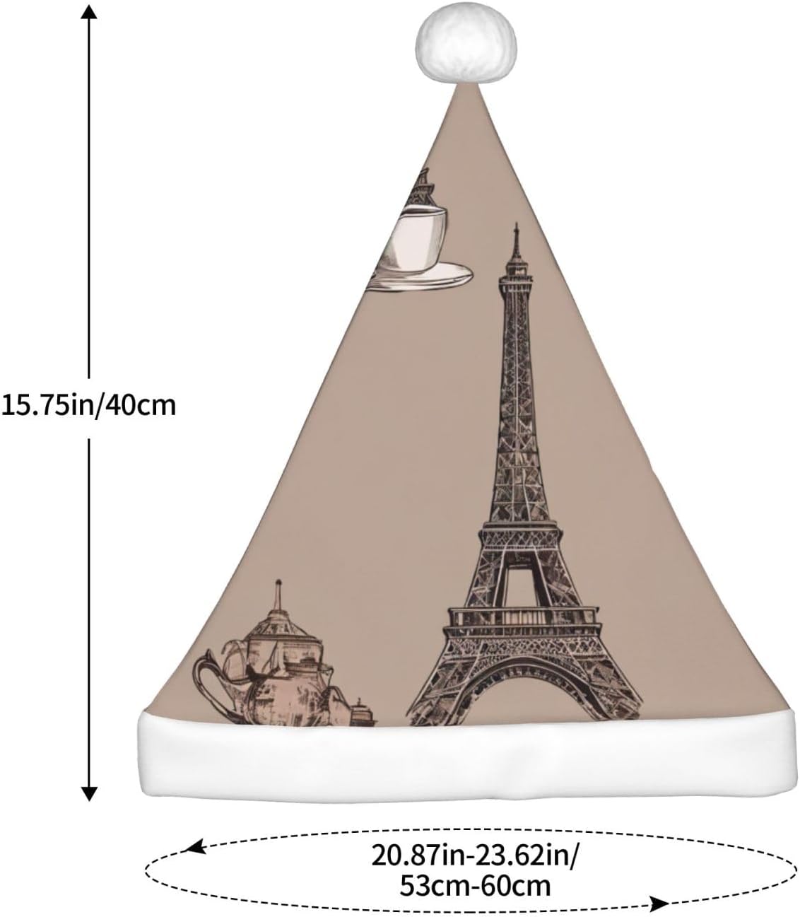 QINZHENG Personalized Santa Hat with Eiffel Tower Print