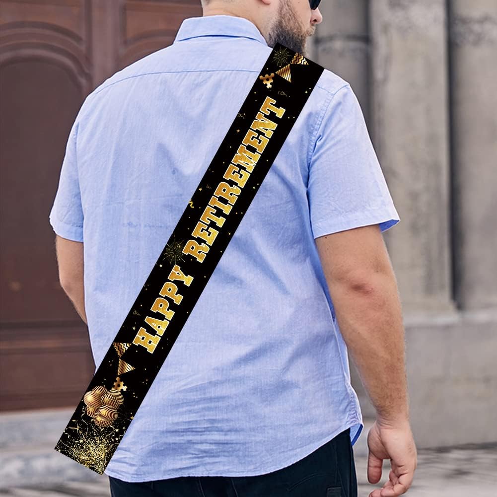 Black Gold Retirement Sash for Adults Unisex