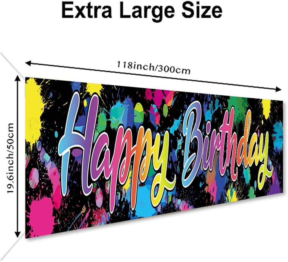 118 x 20 Inches Neon Happy Birthday Yard Banner Sign