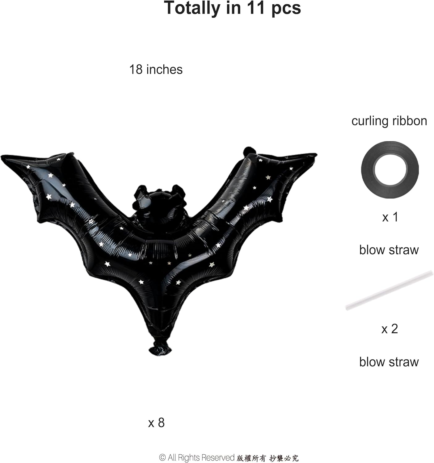 Cheerland Black Bat Balloons Halloween Decor 8pcs