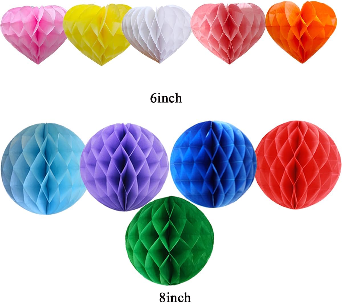 Heart Shaped Honeycomb Balls Party Decorations 10pcs Set