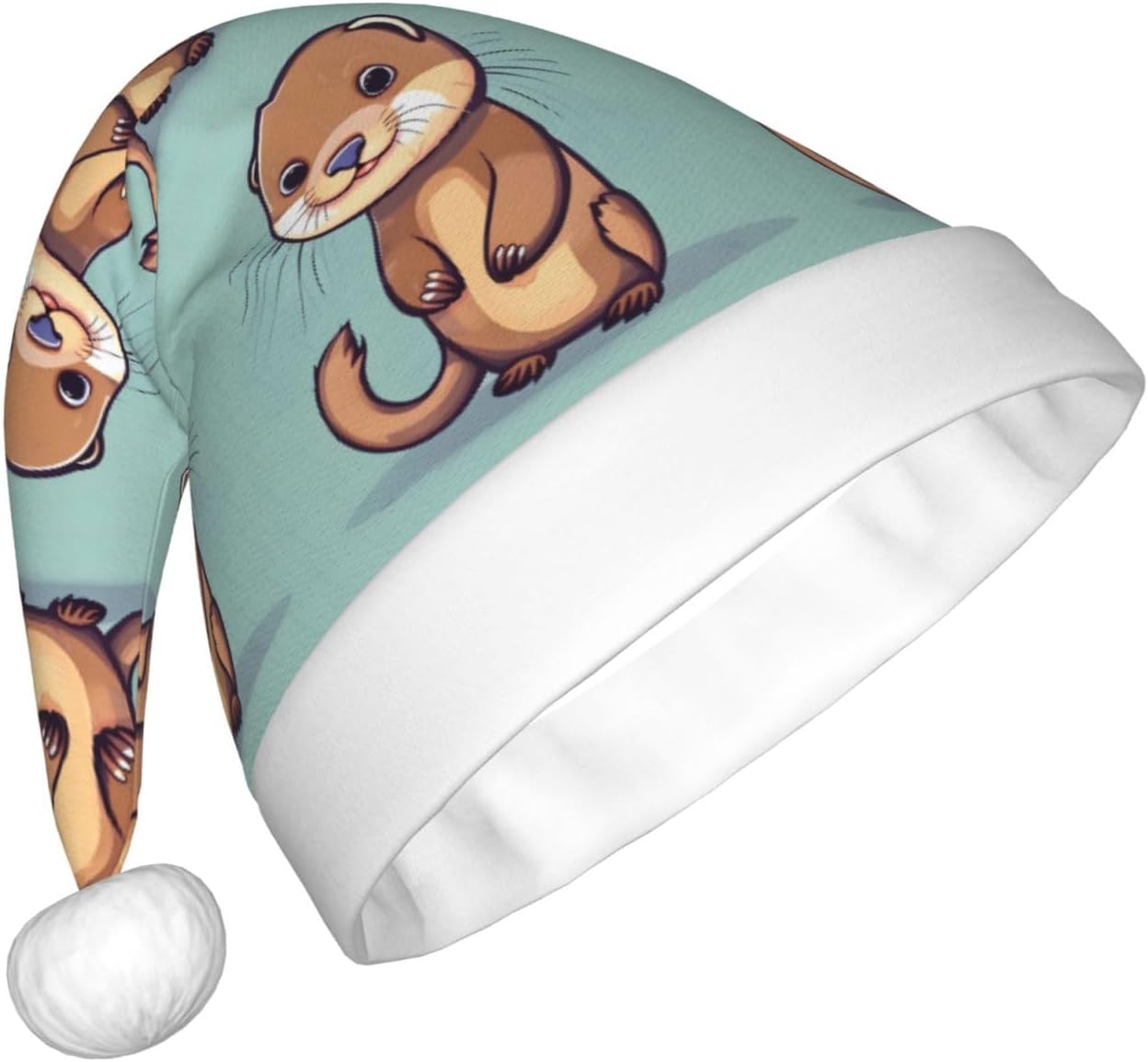 QINZHENG Cartoon Otters Santa Hat for Women