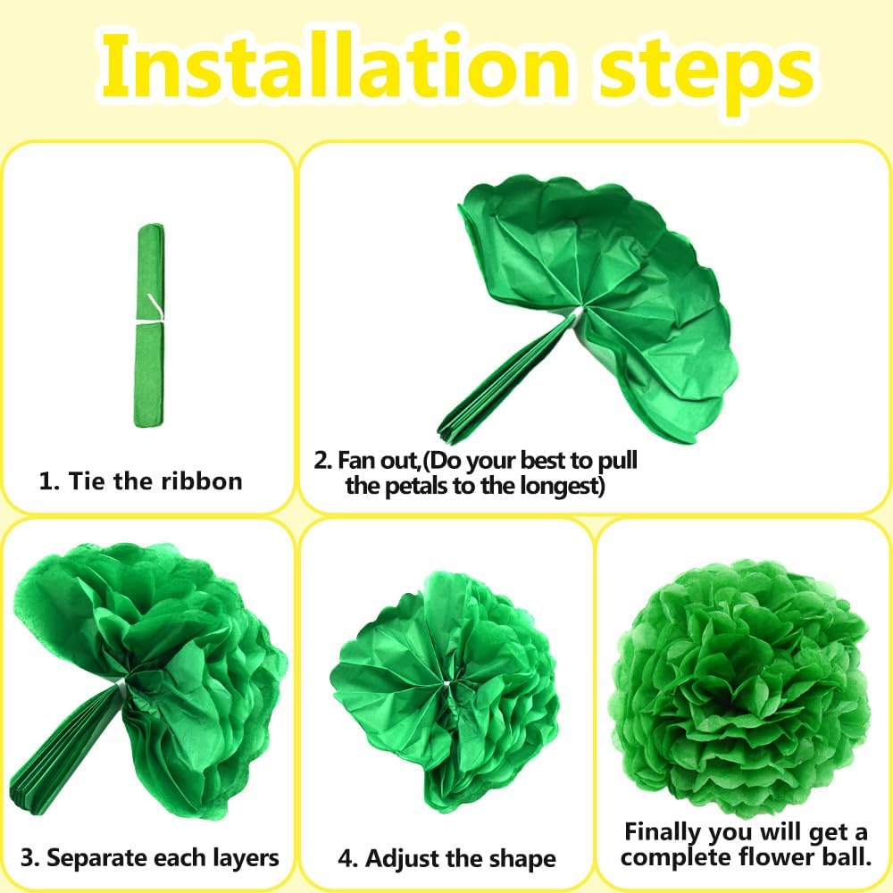 Ruidee 12 Pieces Tissue Paper Pom Poms Decorations