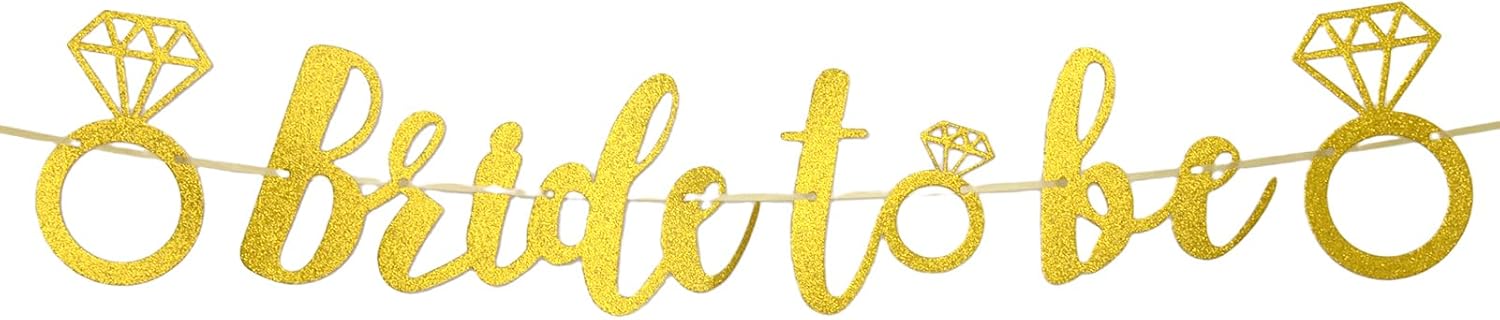 Bride To Be Gold Glitter Party Banner for Wedding Engagement