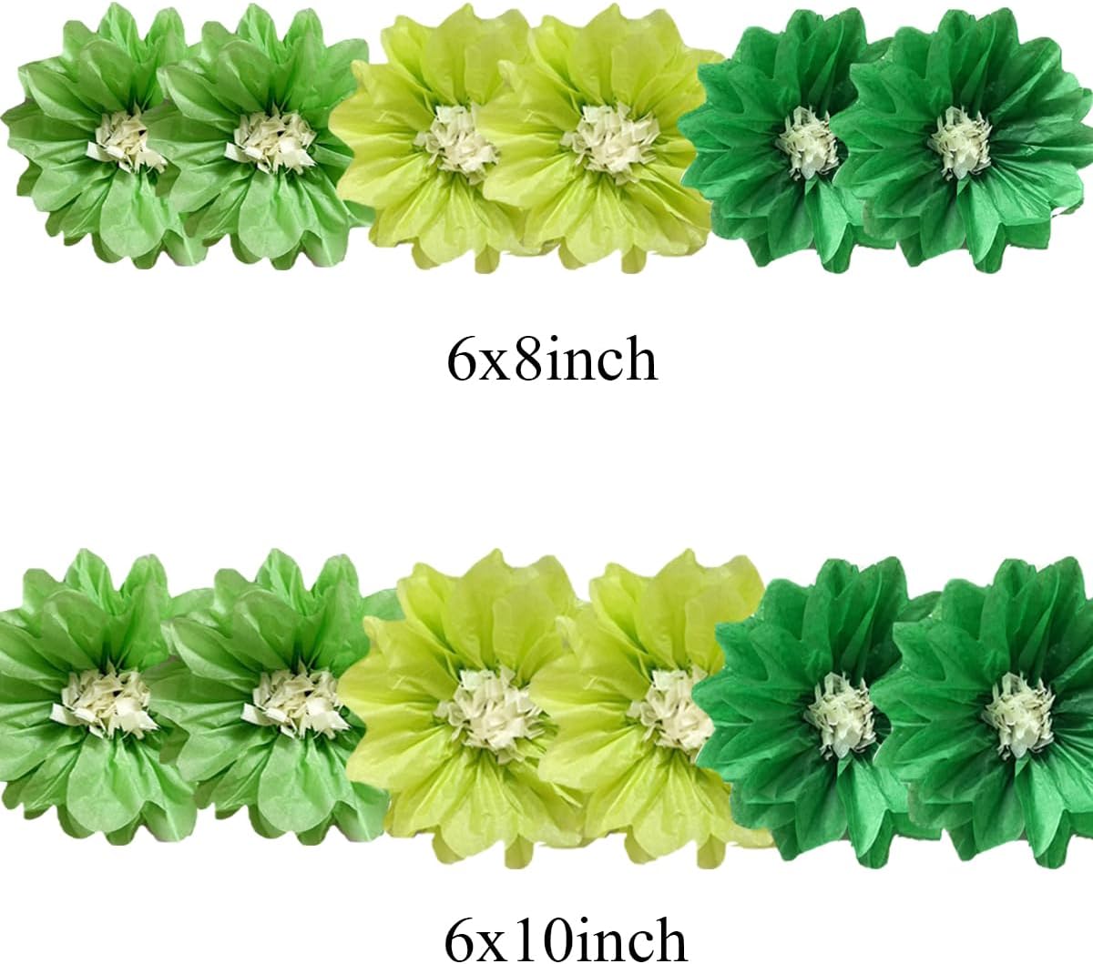 12pcs Tissue Pom Poms Green Wedding Decor