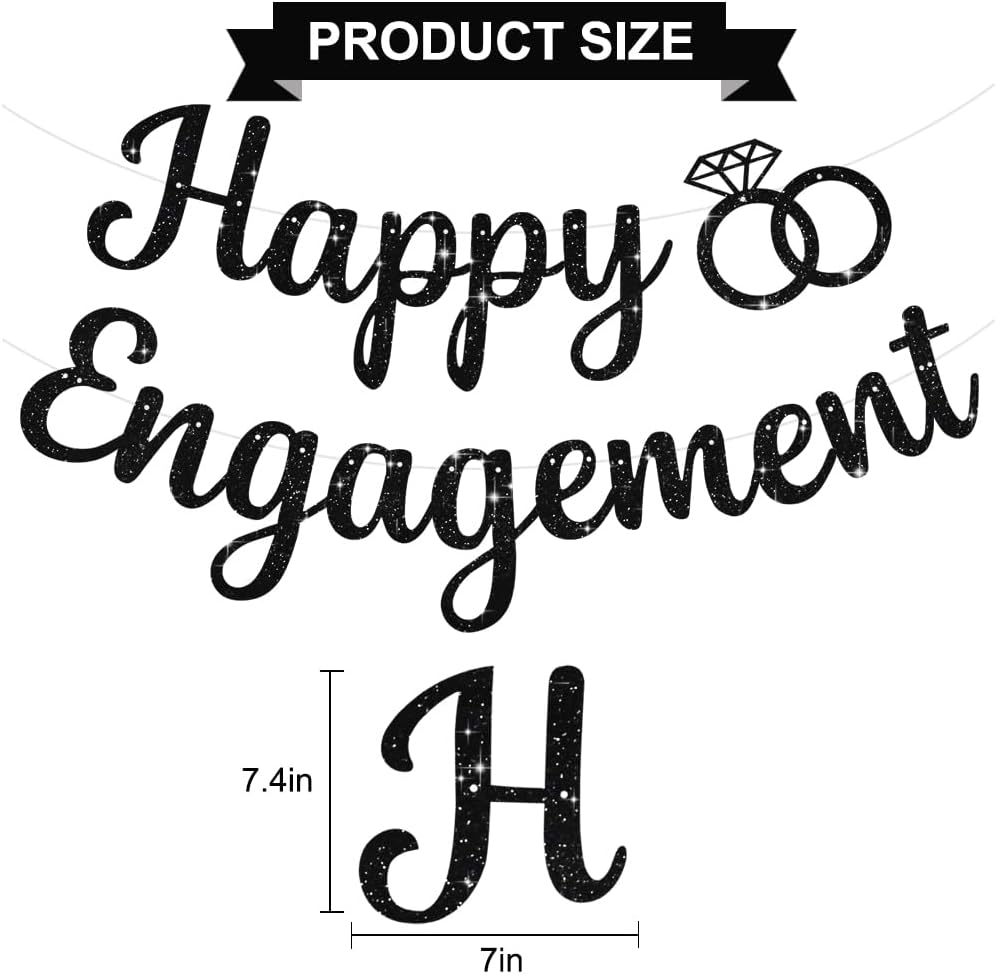 BEISHIDA Glitter Happy Engagement Banner - Black