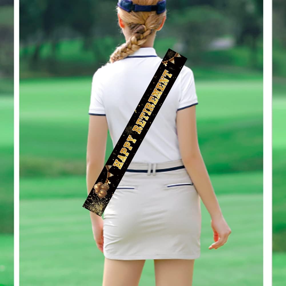 Black Gold Retirement Sash for Adults Unisex