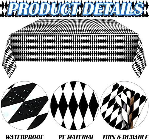 Irenare Black and White Checkered Tablecloths 3 Piece Set