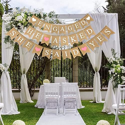 Blulu 3 Piece Burlap Proposal Bunting Set