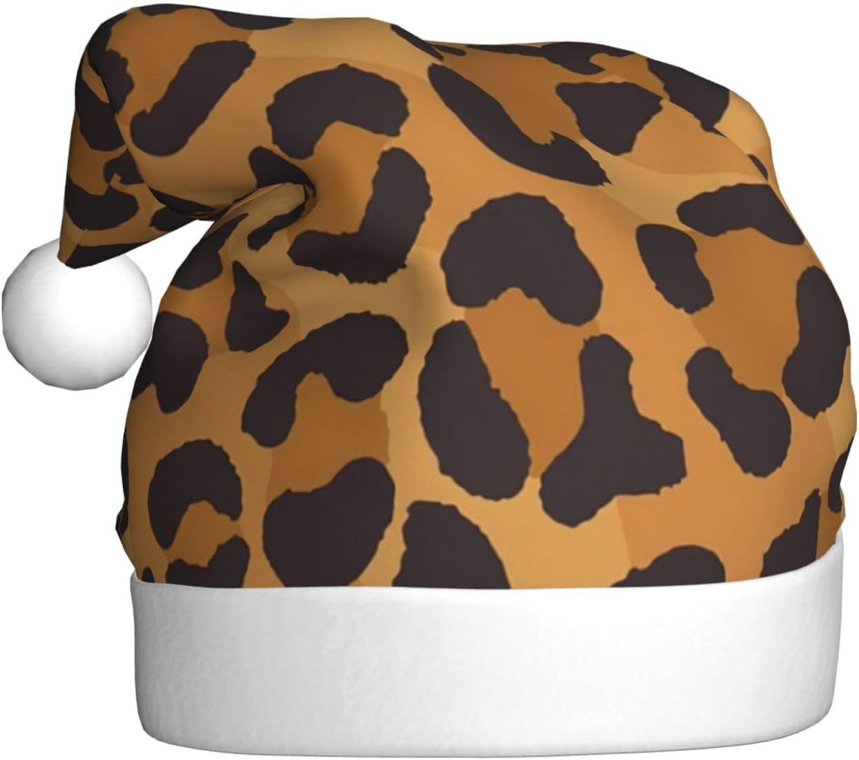 QINZHENG Yellow Leopard Print Santa Hat for Women Adult