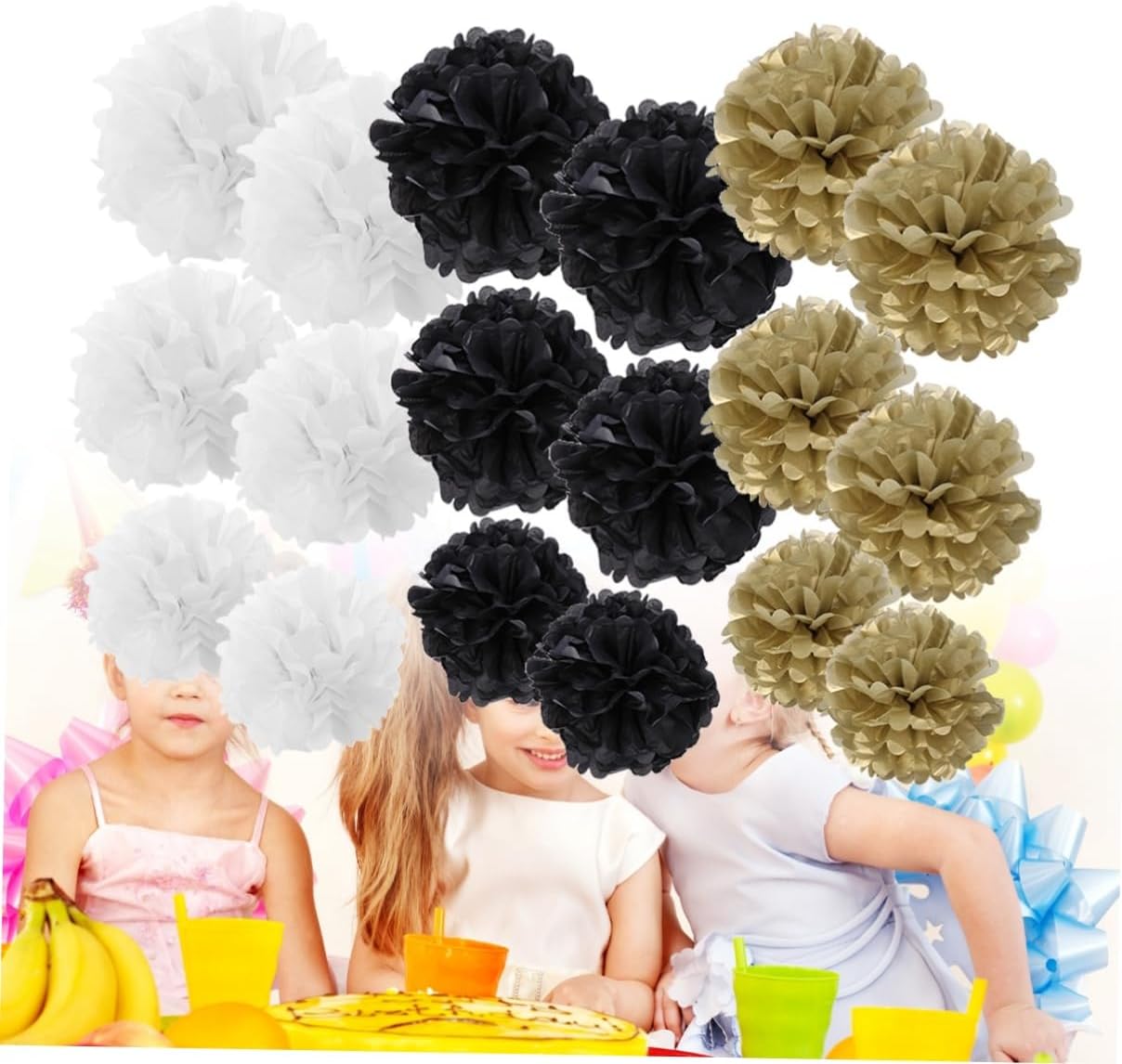 TOKIDNY 18pcs White Tissue Pom Poms for Party Decorations