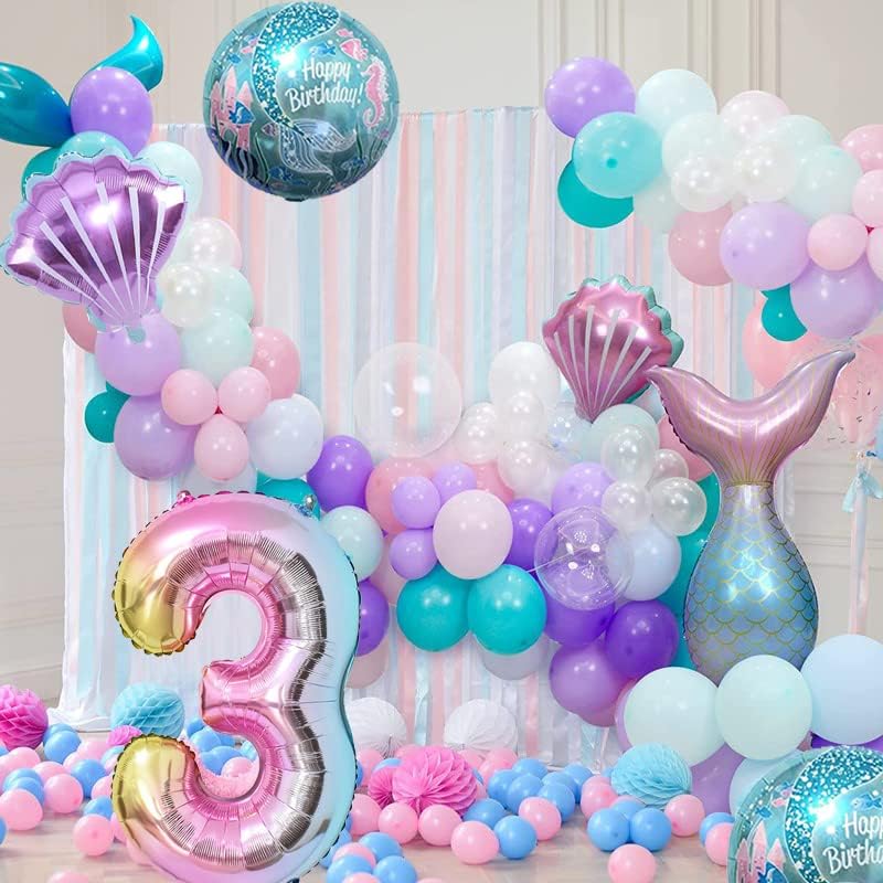 Mermaid Birthday Decor Kit - Foil Balloons with Tail Designs