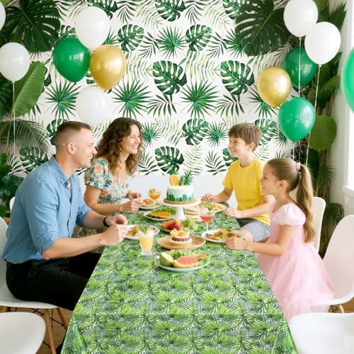 2 Pieces 54x108 Inch Hawaii Palm Leaves Tablecloth Decorations