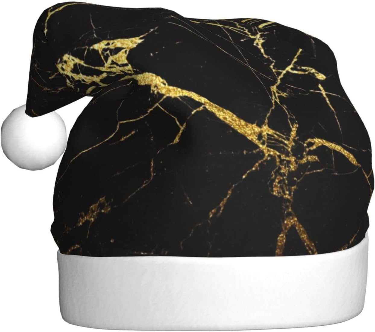 QINZHENG Gold Black Santa Hat Velvet Plush Xmas Decoration