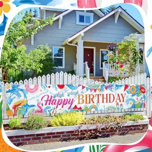 Splish Splash Summer Birthday Decor Banner 118 x 20 Inch