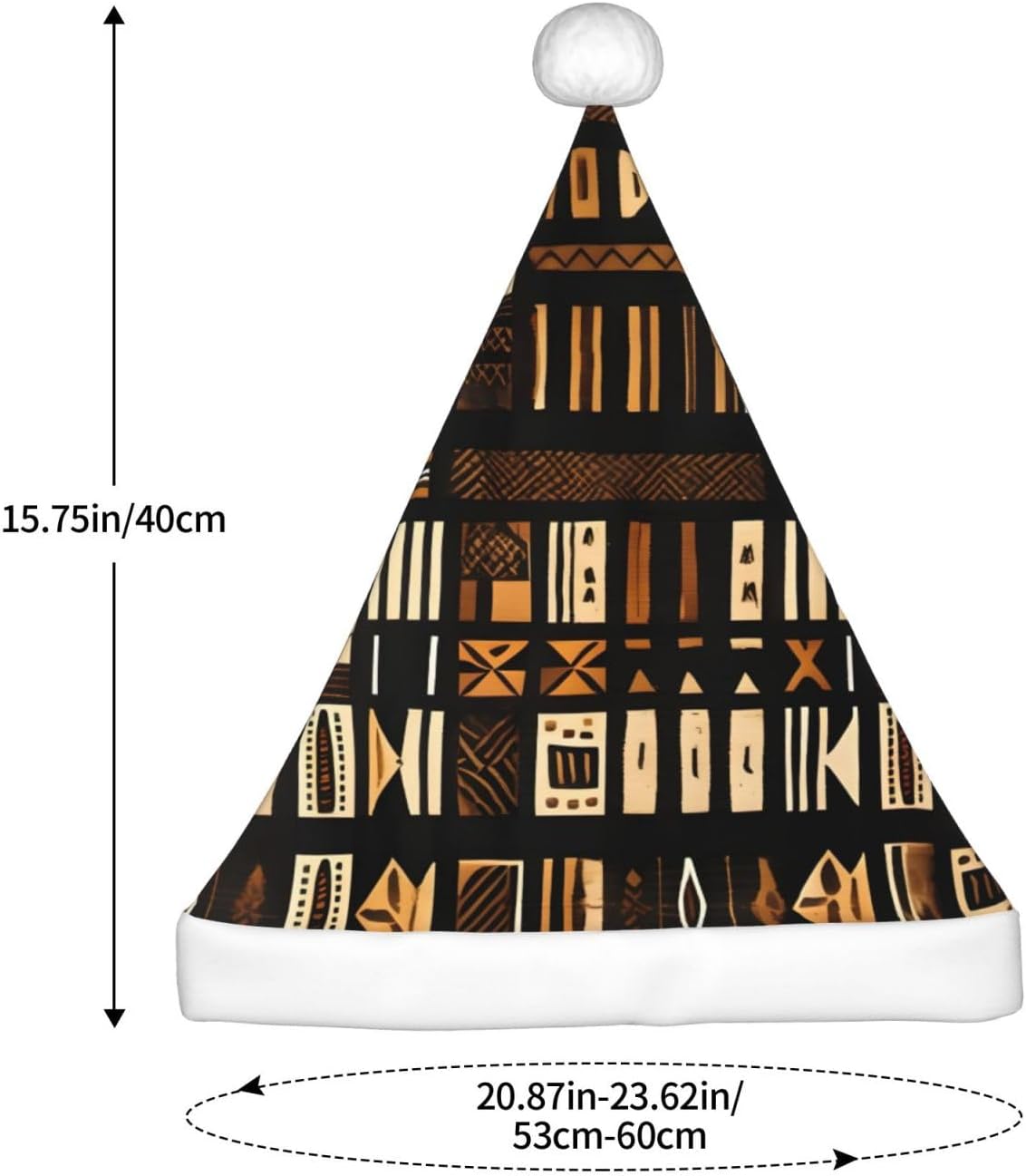 QINZHENG Velvet Plush Santa Hat With African Tribal Print