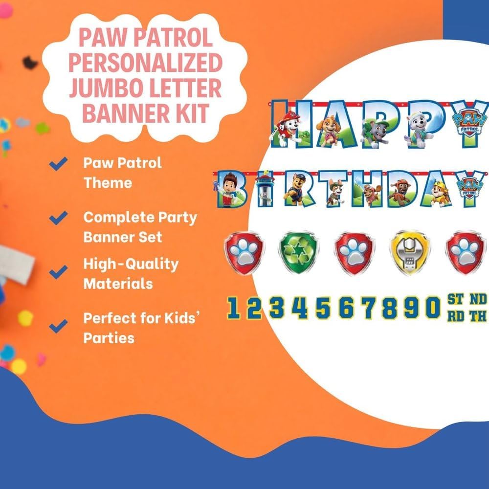 Paw Patrol Personalized Jumbo Letter Birthday Banner Kit 1