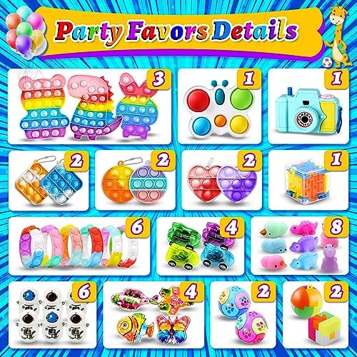 HOLILURE 206 PCS Kids Party Favors Fidget Toy Pack