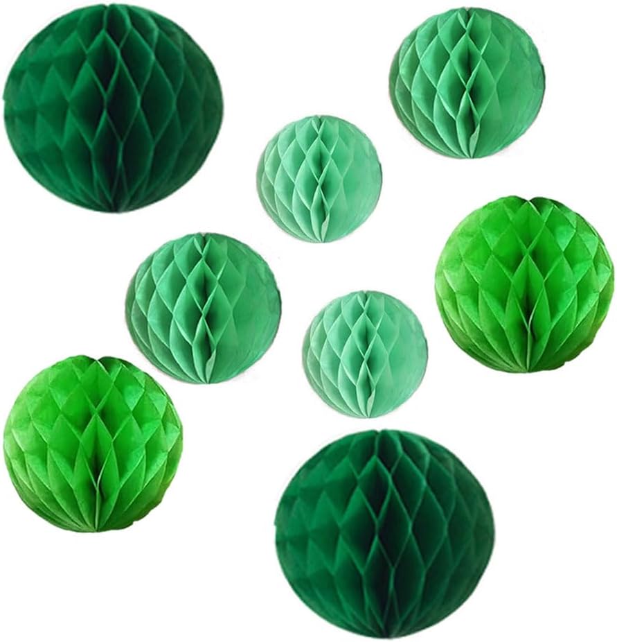 Yangeey 8PC Green Honeycomb Balls Party Decorations