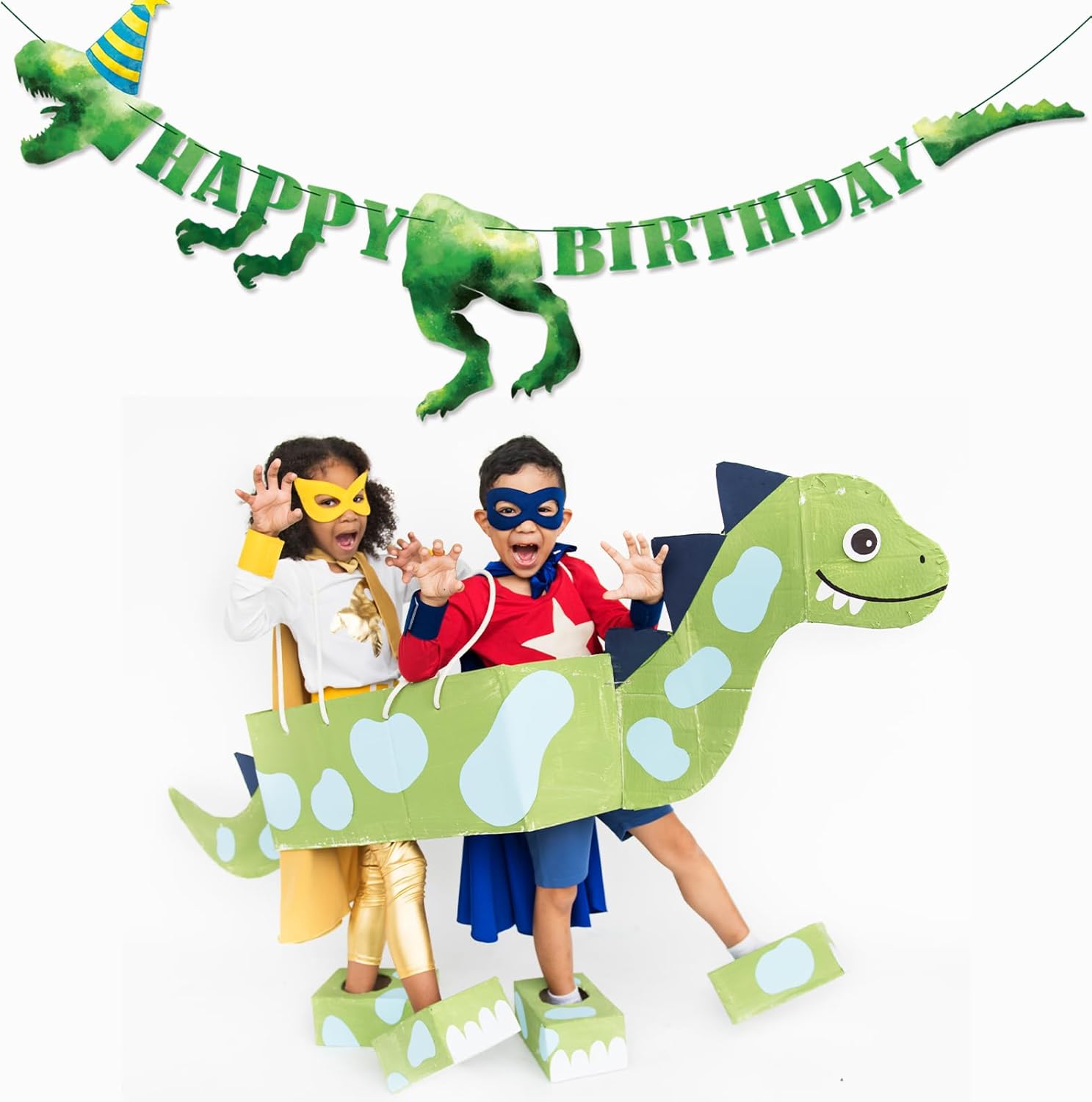 Dinosaur Birthday Banner Green for Kids Party Decor
