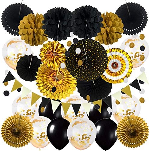 ZERODECO Black and Gold Party Decor Kit
