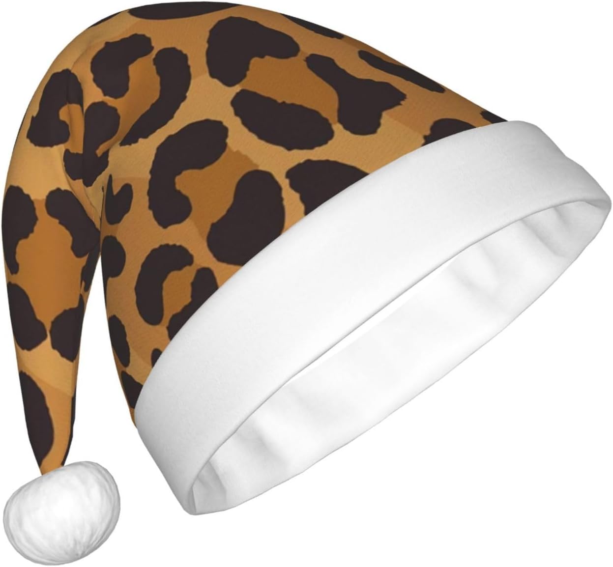 QINZHENG Yellow Leopard Print Santa Hat for Women Adult